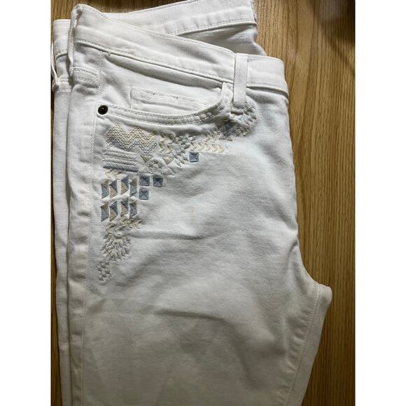 Current Elliott Womens Size 31 The Stiletto White With Embroidery Detail Jeans - Picture 12 of 16